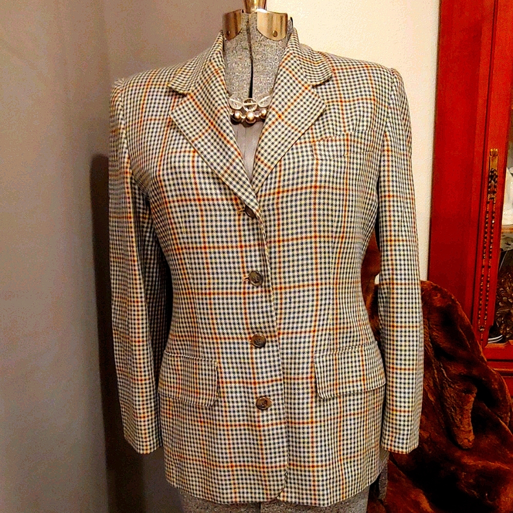 👄H.P.❤Burberrys Luxury Lovely Silk Plaid Jacket